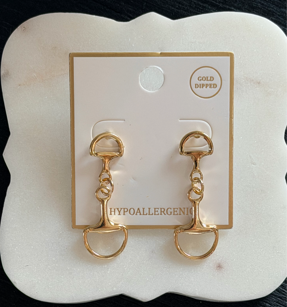 Small gold horsebit earrings