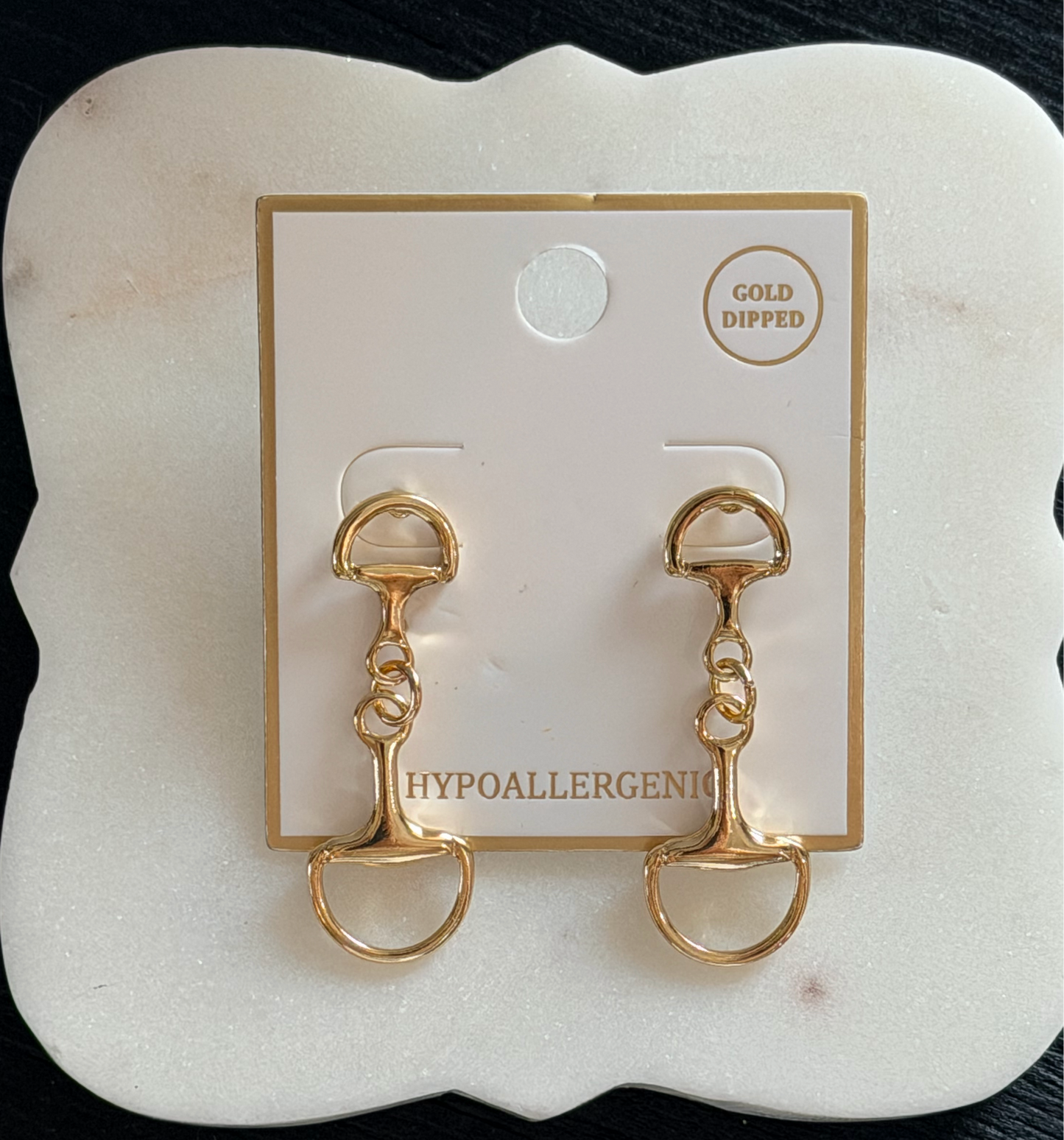Small gold horsebit earrings