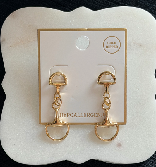 Small gold horsebit earrings