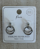 A pair of sterling silver post earrings displayed on a white branded jewelry card, placed on a light wood surface. The card reads 'Pure' and 'STERLING SILVER POST' with 'Silver Diffused' in the top right.