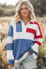 4TH of July Americana Multi Color Long Sleeve T-Shirt with Collar