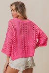 Crochet knit half sleeve round neck top Blouse BiBi   