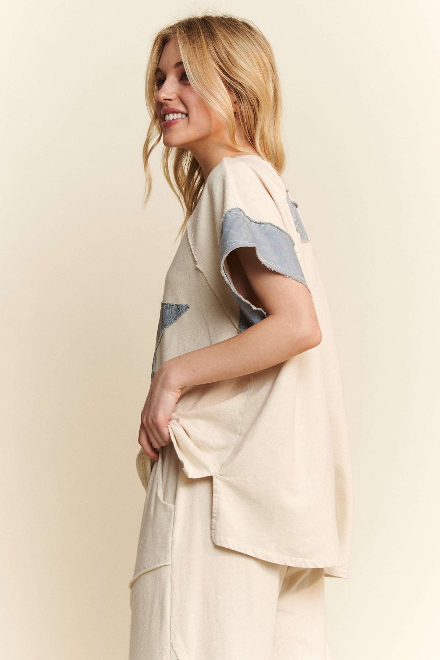 Mineral Washed Denim Star Sleeveless top