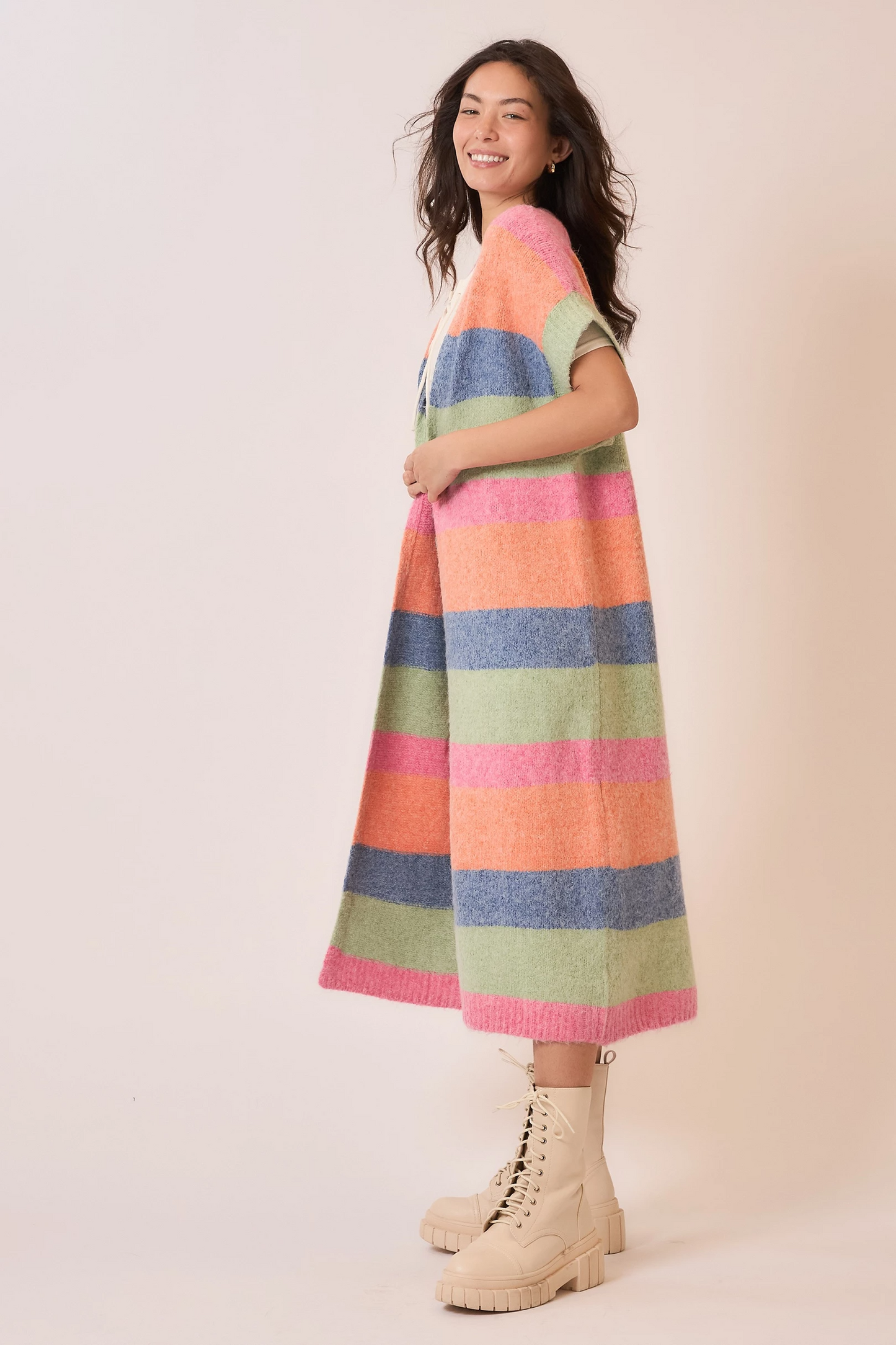 Color block sleeveless long cardigan