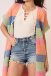 Color block sleeveless long cardigan