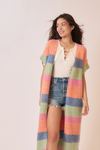 Color block sleeveless long cardigan