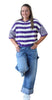 Striped fuzzy short sleeve cardigan top