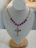 Gem 18k Gold Plated Gems and Cross Necklace