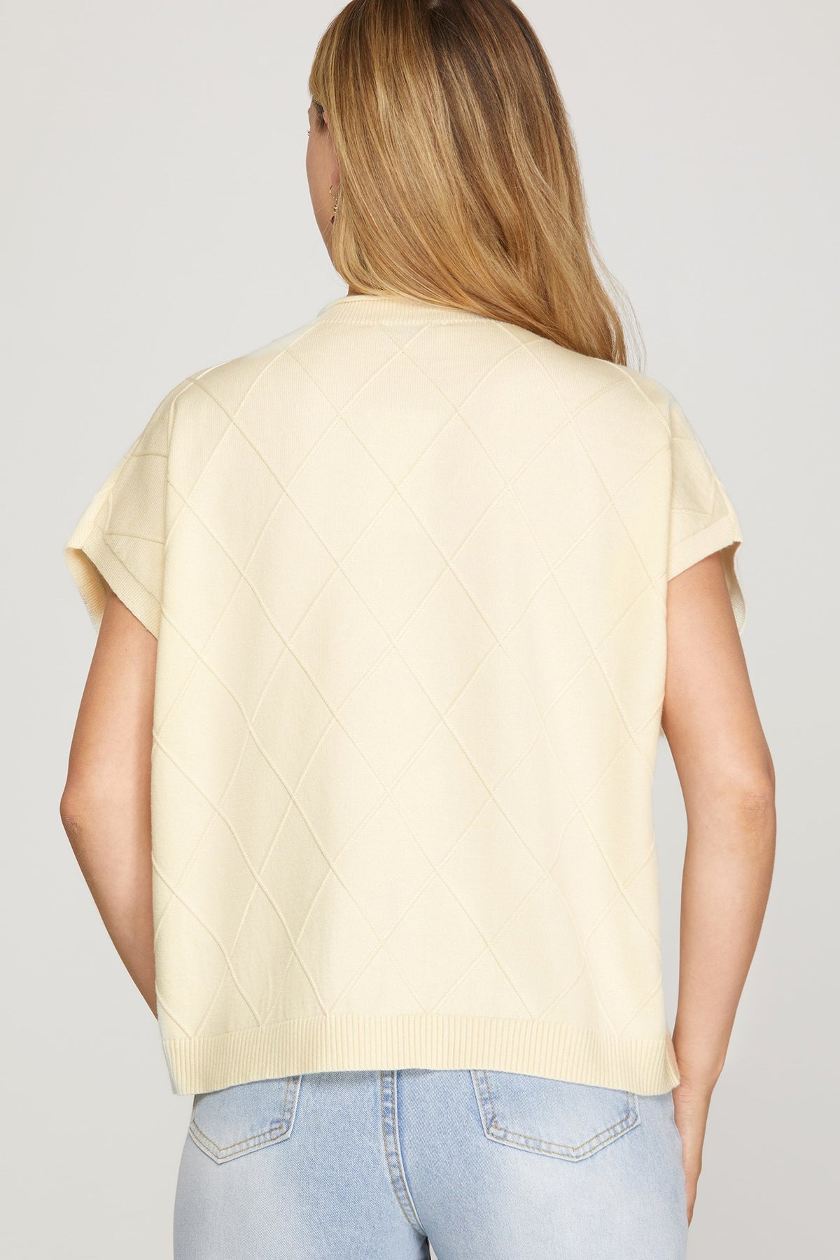 Drop shoulder mock neck sweater vest