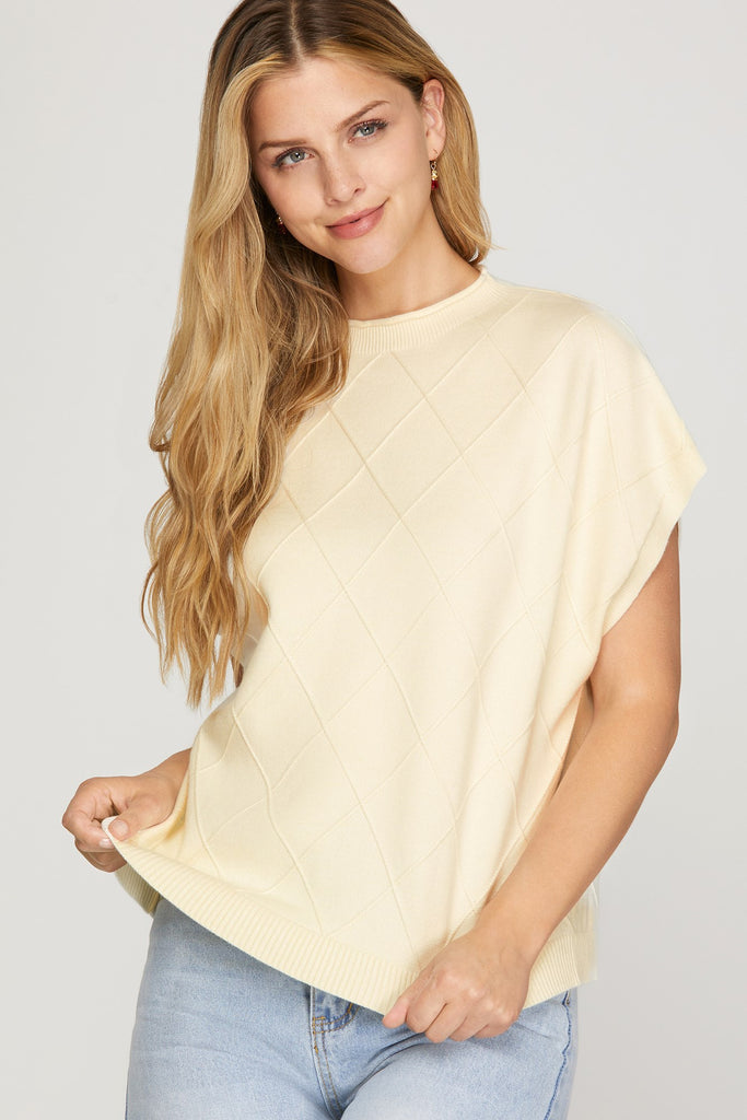 Drop shoulder mock neck sweater vest