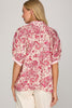 Short sleeve button down printed top