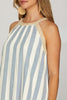Halter neck with trim stripe woven A-line maxi dress with pockets