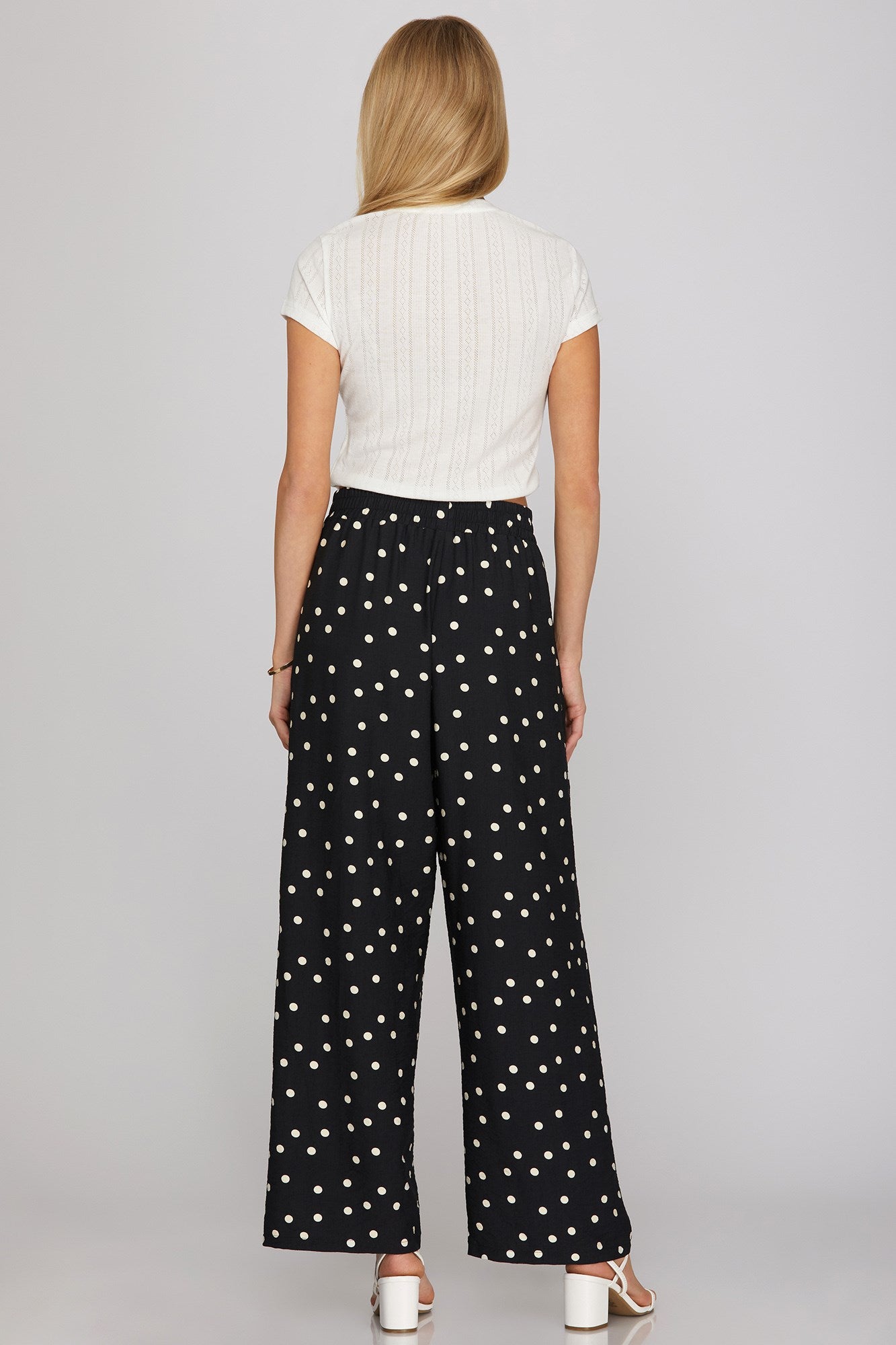 Woven polka dot print pants with side pocket