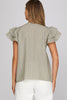 Ruffle sleeve pintuck woven gingham top