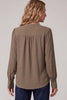 Long sleeve split-neck woven top