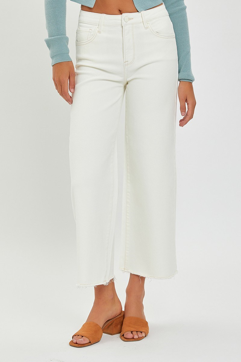 Tummy control high rise crop wide leg pants