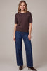 Short sleeve diamond pattern sweater top