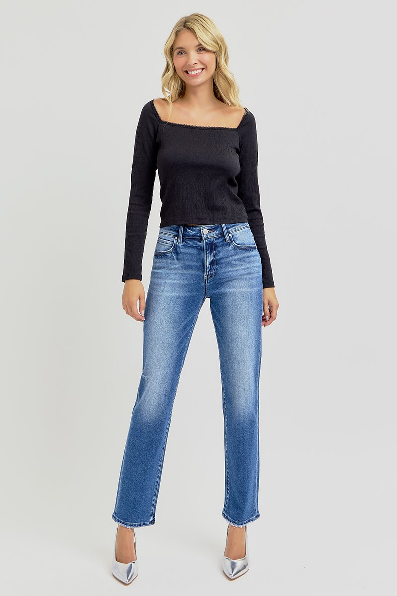 Risen mid rise-ankle tapered jeans