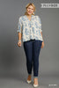 Paisley print v-neck smocking detailed top (Curvy)