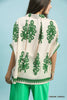 No lining abstract print oversized button down top