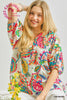 Paisley print half button down top