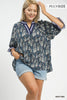 Spring burst print v-neck top (Curvy)