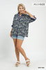 Spring burst print v-neck top (Curvy)