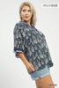 Spring burst print v-neck top (Curvy)