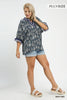 Spring burst print v-neck top (Curvy)