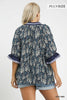 Spring burst print v-neck top (Curvy)