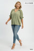 Solid collared v-neck top