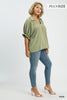 Solid collared v-neck top