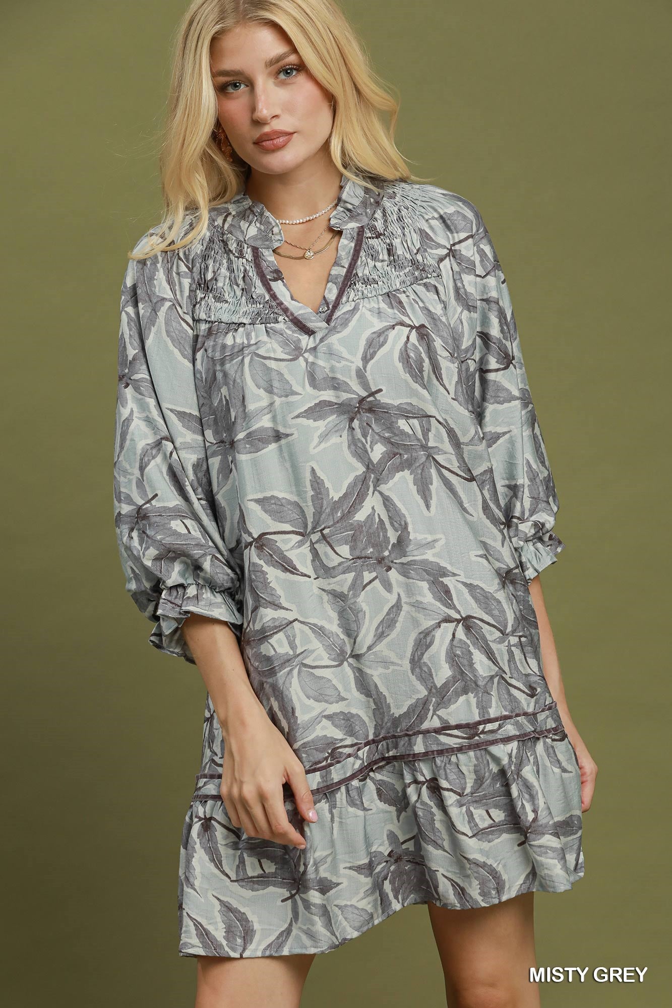Floral Print Smocked Ruffle Tiered Dress