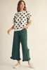 Short sleeves polka dot comfy sweater top