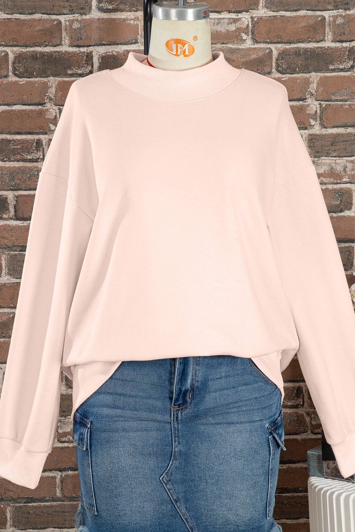 NEW Oversize Blessed Embroidered Mock Neck Sweatshirt