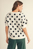 Short sleeves polka dot comfy sweater top