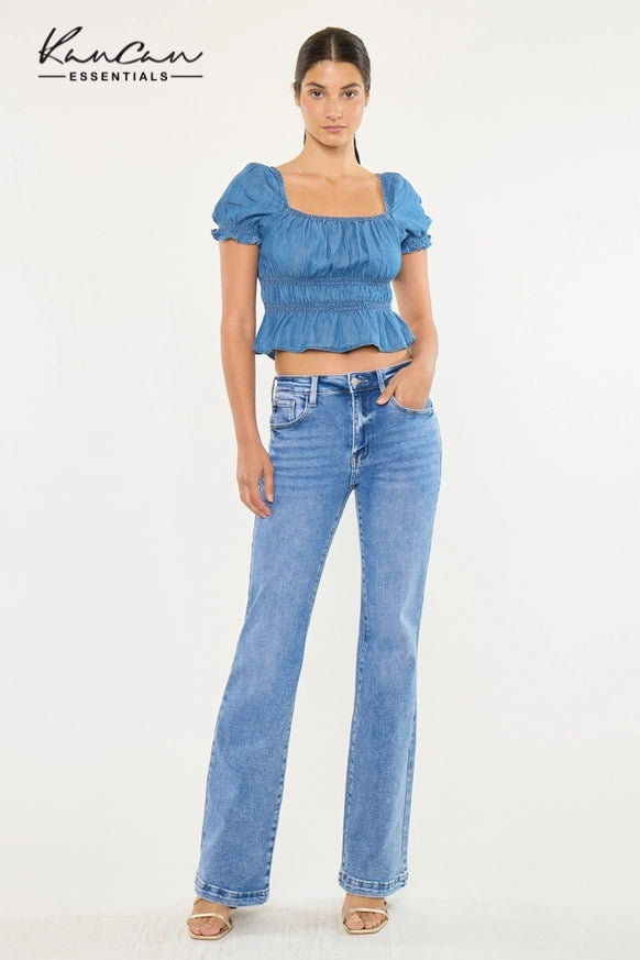 Kan Can high rise wide leg flare jeans