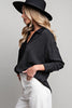 Half stripe printed long sleeve shirt top with button down front Blouse EE:Some   