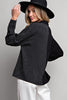 Half stripe printed long sleeve shirt top with button down front Blouse EE:Some   