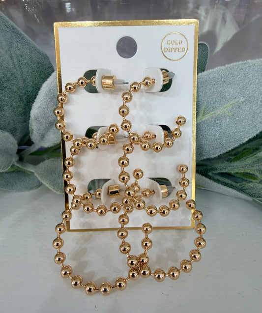 Beaded semi-hoop earring set (3 pack)