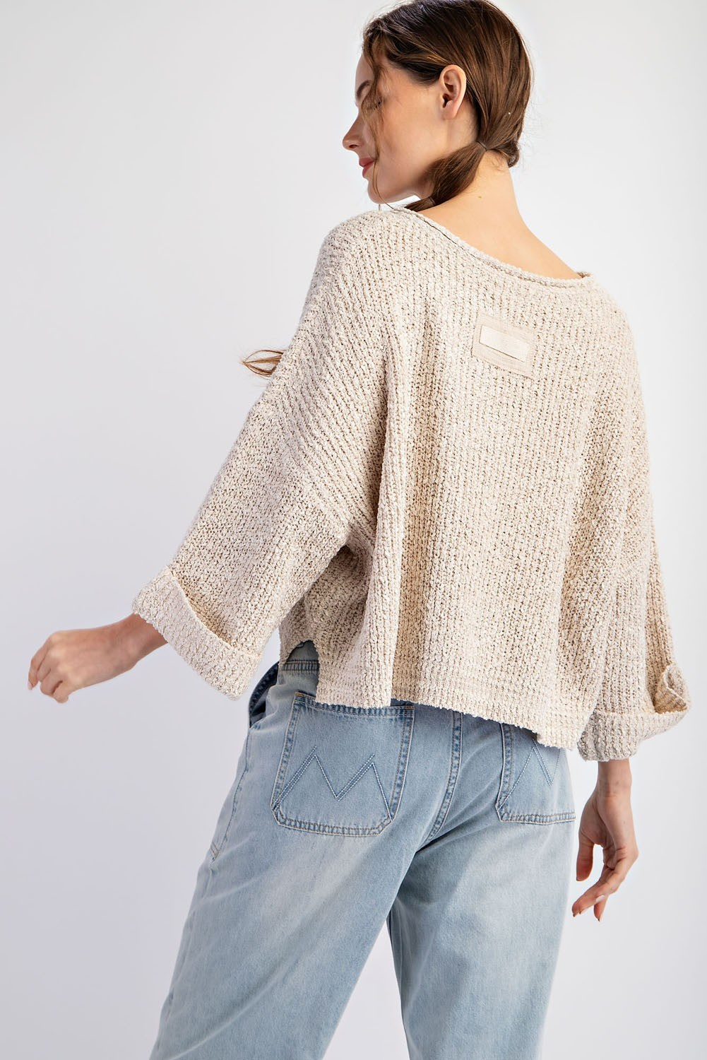 Textured V-Neck Sweater Top