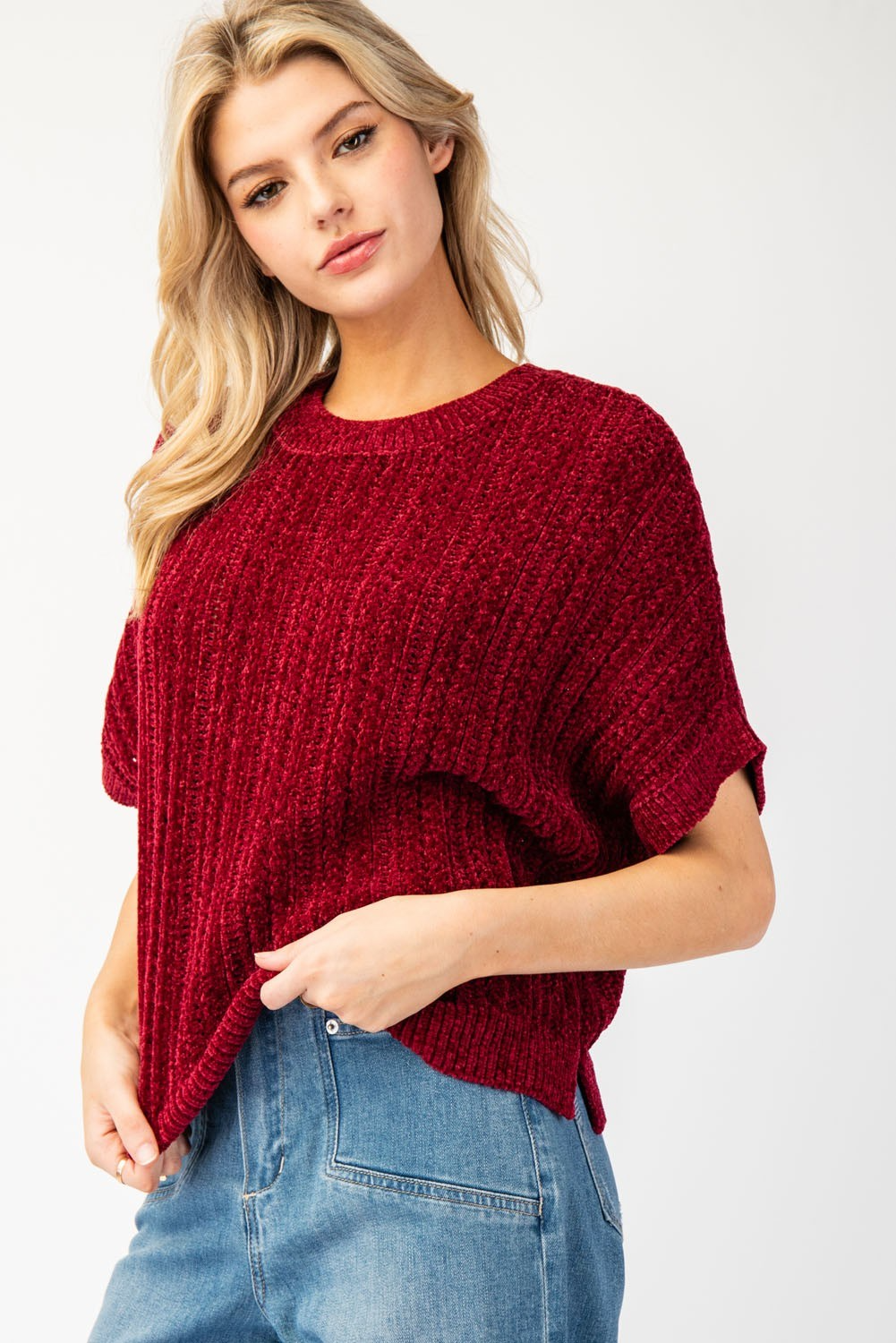 Ultra soft short sleeve sweater top