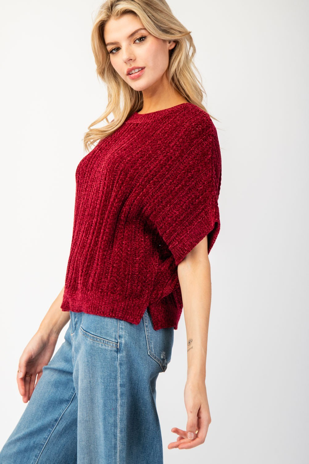 Ultra soft short sleeve sweater top