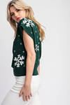 Snowflake short sleeve sweater top