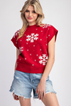 Snowflake short sleeve sweater top