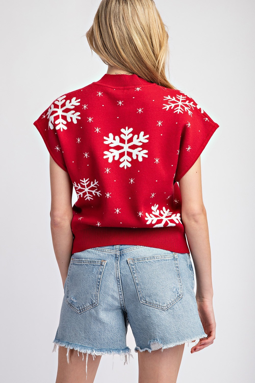 Snowflake short sleeve sweater top