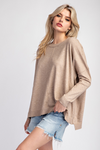 Solid long sleeve round neck sweater top