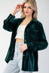 Velvet button down long sleeve shirt