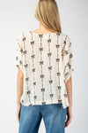 Bow printed short sleeve top