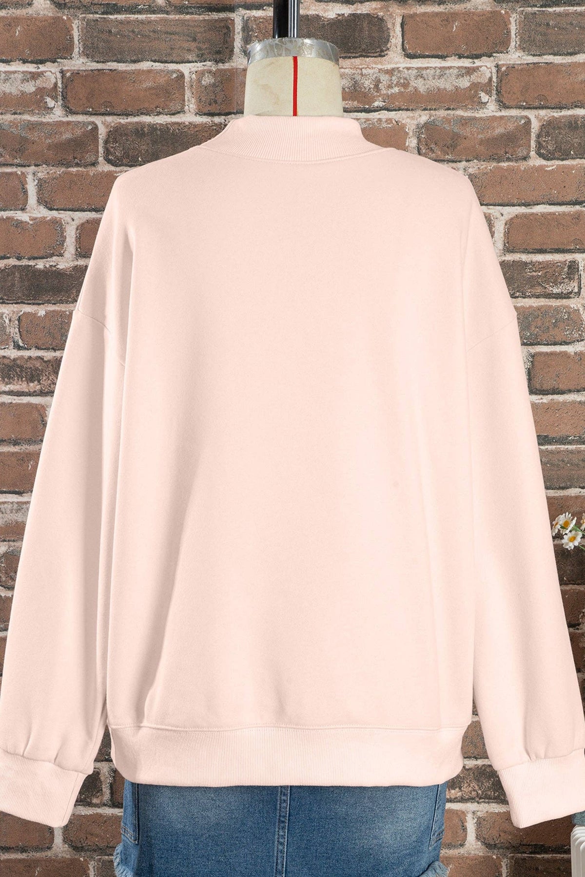 NEW Oversize Blessed Embroidered Mock Neck Sweatshirt